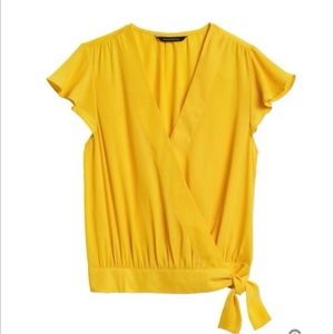 NWOT Cropped Ruffle-Wrap Top in Sunny Yellow